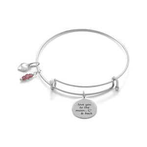 Sterling Silver Moon and Back Charm Bangle - Ameeru Goods