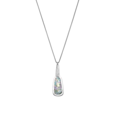 Sterling Silver Roman Glass Box Chain Necklace - Ameeru Goods