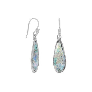 Sterling Silver Pear Drop Roman Glass Earrings - Ameeru Goods