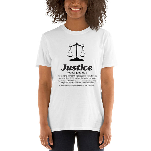 Justice JustUs battle black text Short-Sleeve Unisex T-Shirt - Ameeru Goods