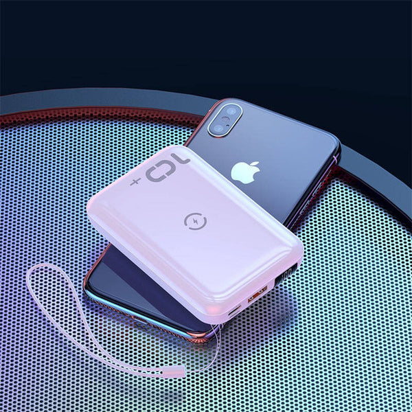 Mobile QI Wireless 10000 mAh Power Bank Charger + QC 3.0 Fast Charging USB External Battery Pack - Ameeru Goods
