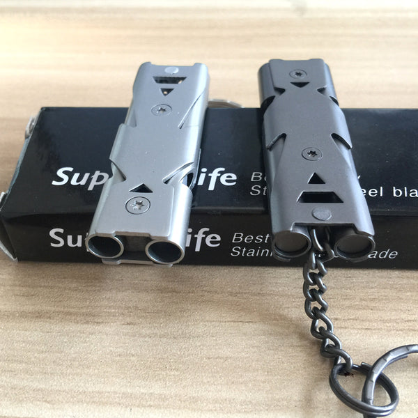 Emergency Double Channel Keychain Survival Whistle for Hiking Camping Outdoor Sports - Ameeru Goods