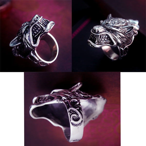 Solid 925 Sterling Silver Vintage Dire Wolf Ring - Ameeru Goods
