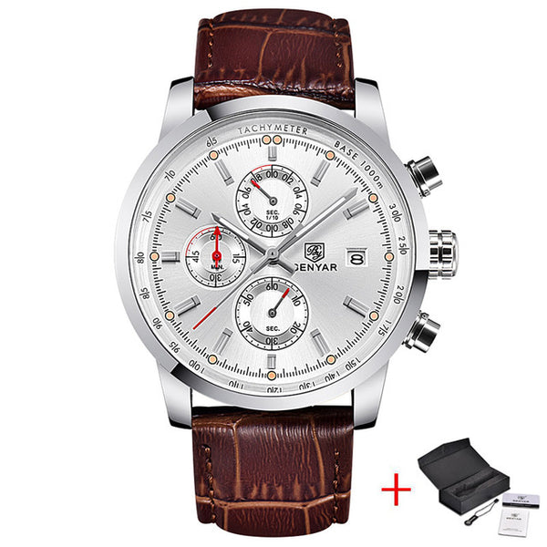 Leather Waterproof Sport Quartz Chronograph Wrist Watch - Ameeru Goods