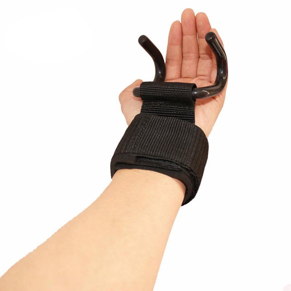 Adjustable Steel Hook Weight Lifting Grips with wrist support straps for Strength Training - Ameeru Goods