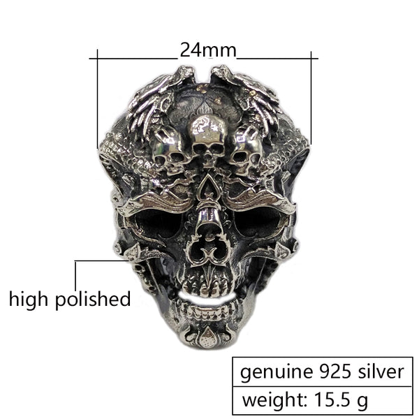 Real 925 Sterling Silver Skull Adjustable Ring for Men - Ameeru Goods