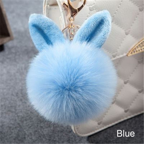 Synthetic Rabbit fur Pom Pom Keychain Charm - Ameeru Goods