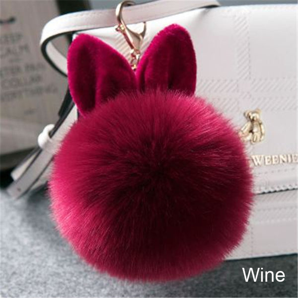 Synthetic Rabbit fur Pom Pom Keychain Charm - Ameeru Goods